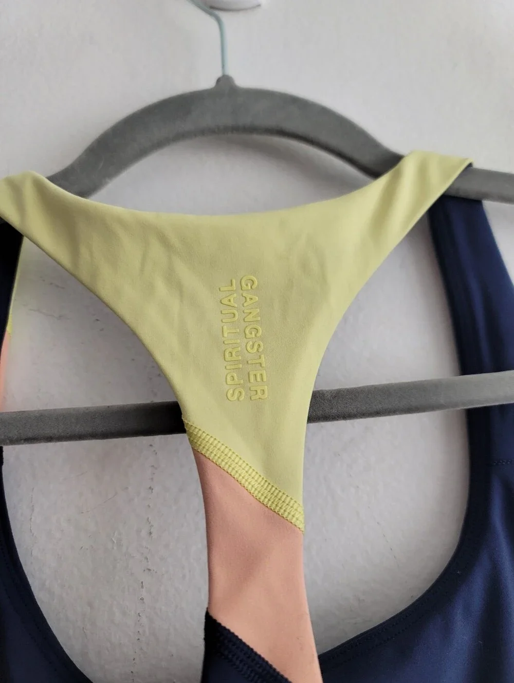 Spiritual Gangster Size Medium Colorblock Racerback Sports Bra Navy Blue‎
